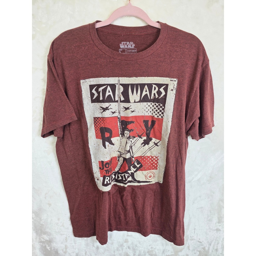 Star Wars Fifth Sun Rey Join The‎ Resistance Graphic T-Shirt Mens Large Burgundy